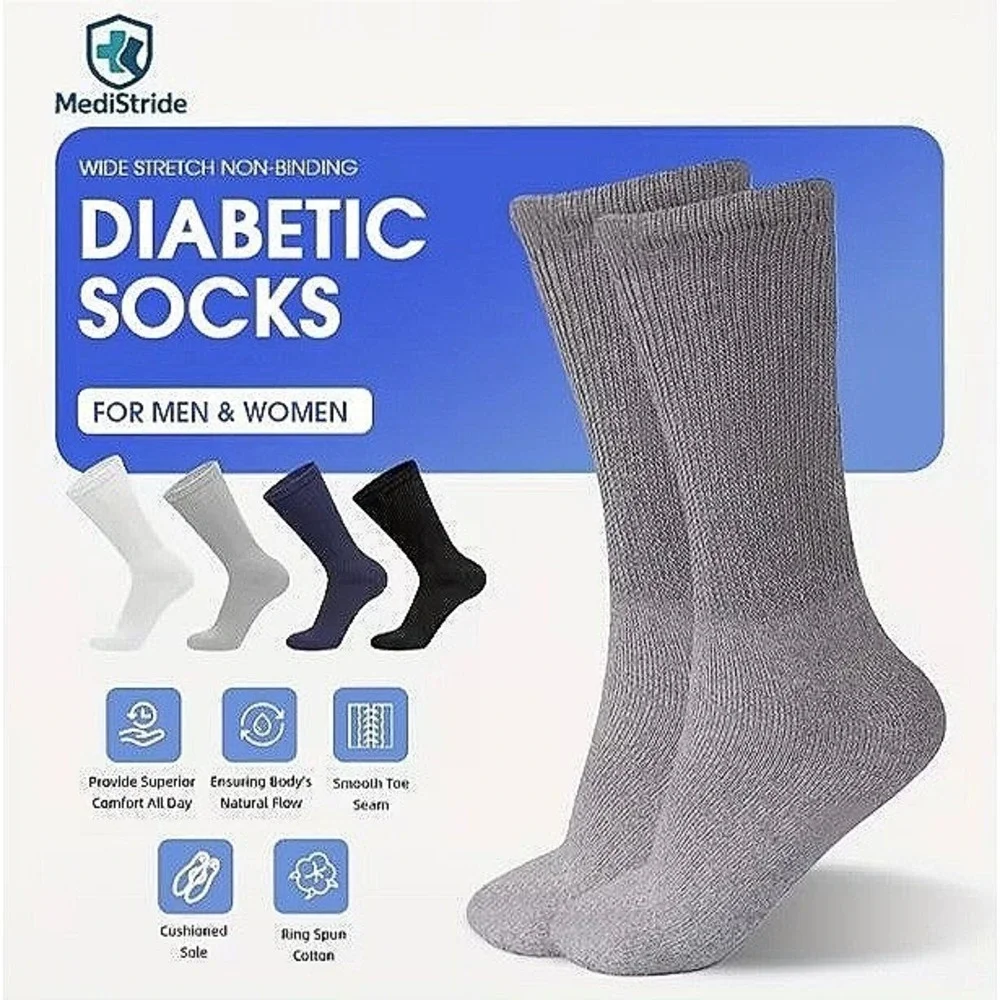 Medistride Non-Binding Diabetic Circulatory Brown Socks 10-13 Neuropathy 3 Pairs